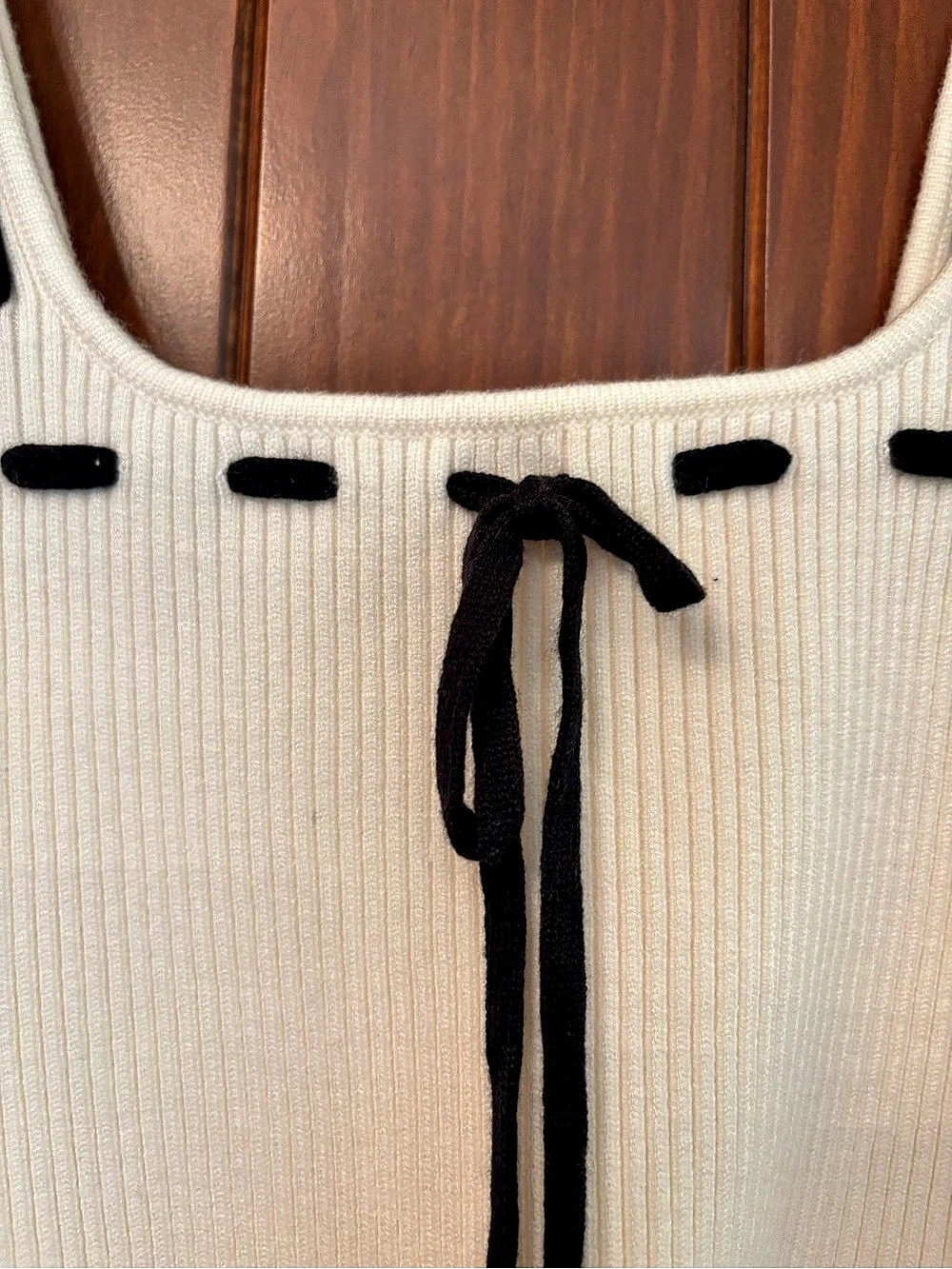 Altar'd State Ribbed Tie-Front Tank Top in Cream Size Medium NWT - Picture 4 of 7
